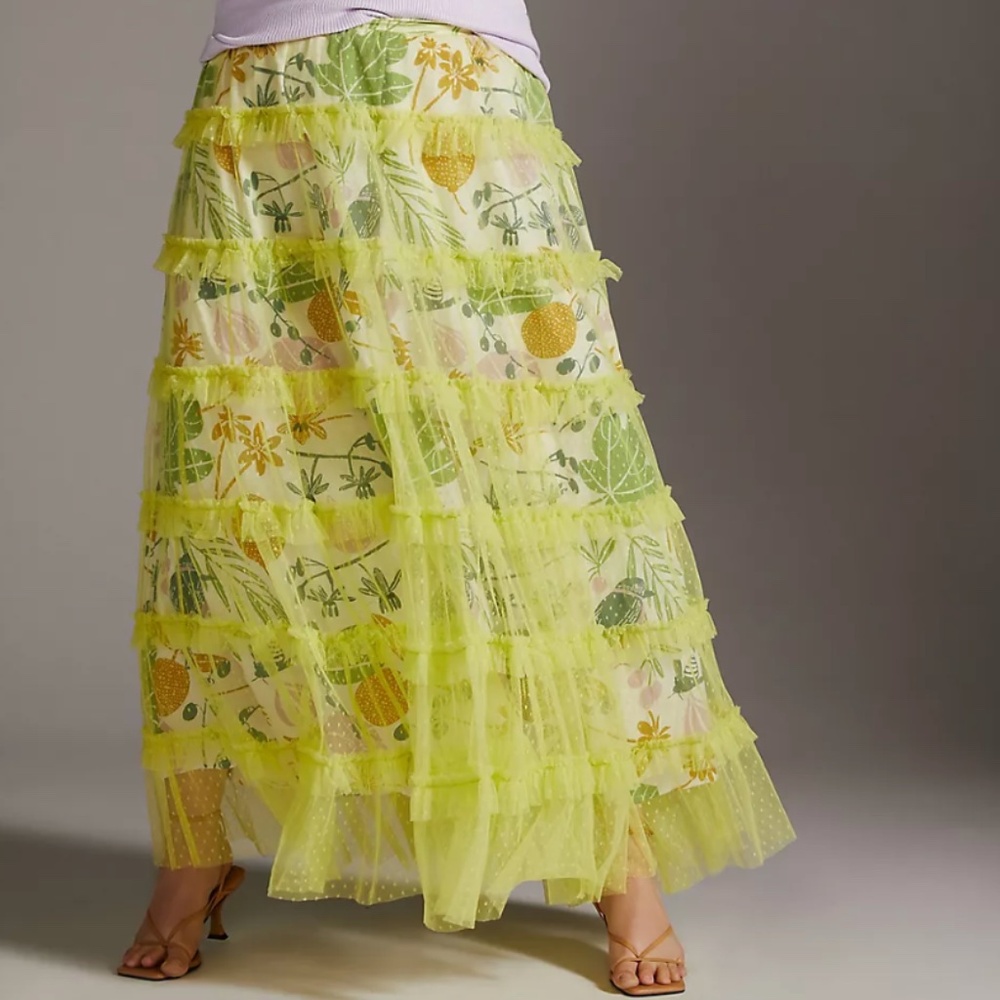 Anthropologie Let Me Be Tulle Layer Maxi Skirt 3X